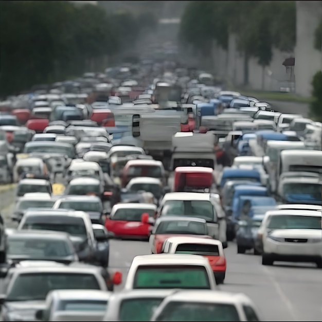 Duży korek na autostradzie