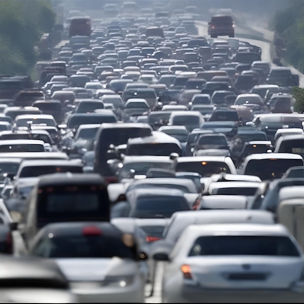 Duży korek na autostradzie