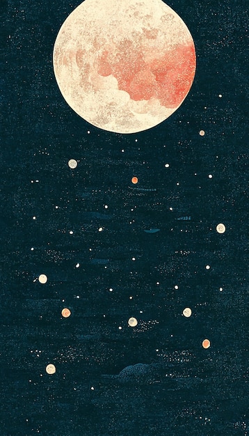 Duży księżyc na ilustracji jasnego nocnego nieba