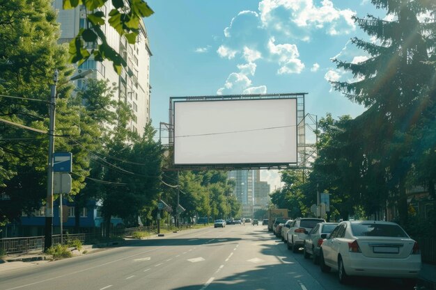 Duży makiet reklamowy billboard na horyzontalny letni dzień na ulicy miejskiej