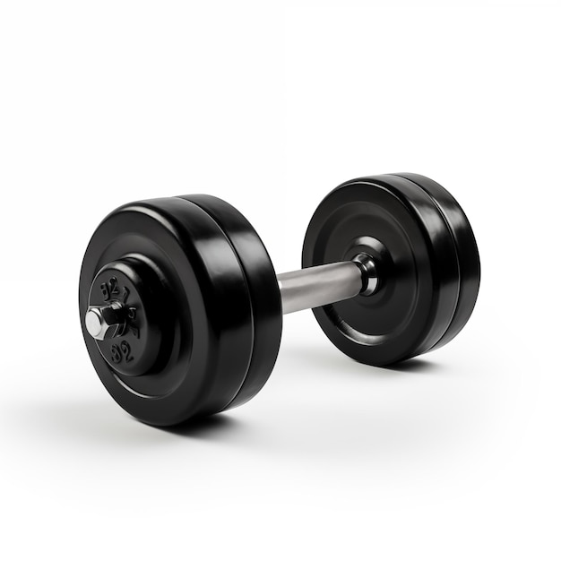 duży metalowy dumbbell izolowany na białym tle