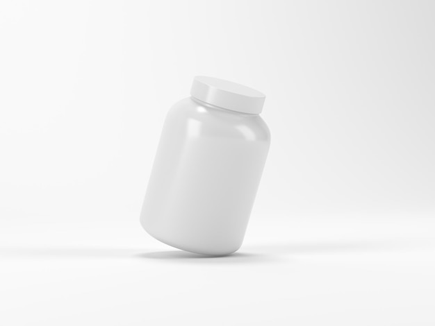 Duży plastikowy słoik makieta z zakrętką Szablon pakietu na białym tle, renderowanie 3d
