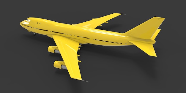 Duży samolot pasażerski o dużej pojemności do długich lotów transatlantyckich Żółty samolot
