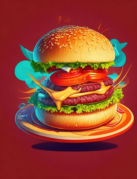 Duży soczysty hamburger