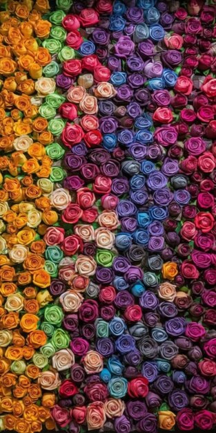 Duży stos kolorowych guzików z napisem miłość.