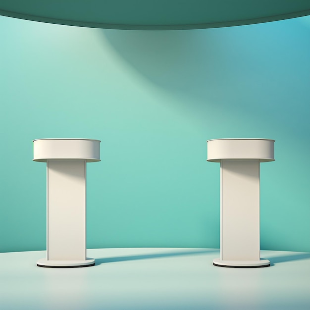Zdjęcie dwa abstrakcyjne puste białe podium na pastelowym tle z cieniem