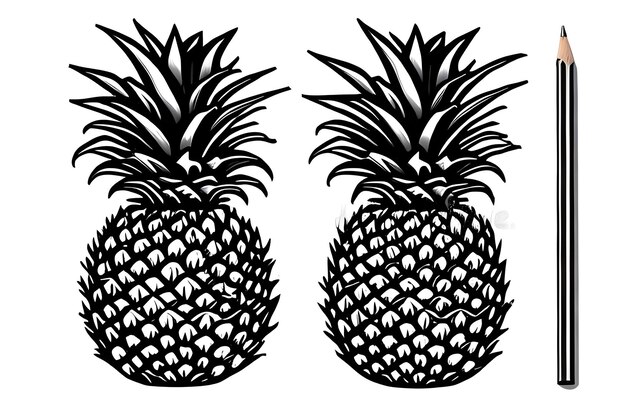 Dwa ananasy z napisem "ananas".