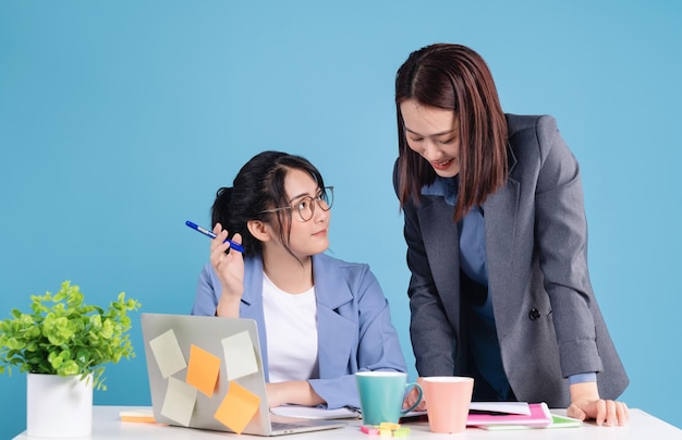 Dwa Azjatyckie Businesswoman Tło Robocze