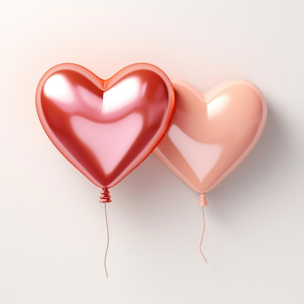 Dwa balony w kształcie serca projekt karty świątecznej na Walentynki lub ślub romantyczna koncepcja