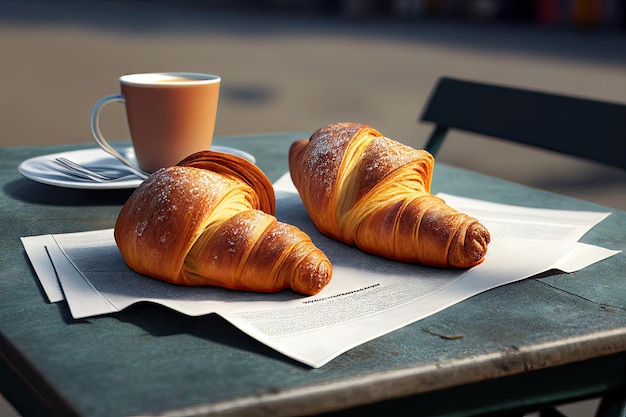 Dwa croissanty i kawa Generative AI