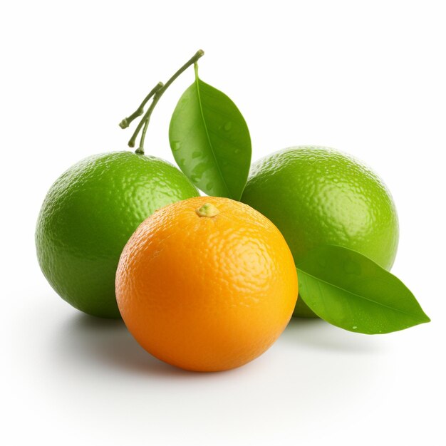 dwa cytryne jeden pomarańczowy i jeden z nich z zielonym liściem