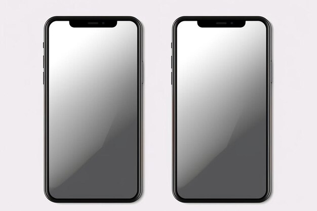 dwa czarne iPhone'y obok siebie na białym tle