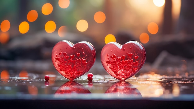 Dwa czerwone serca w harmonii Duo miłości
