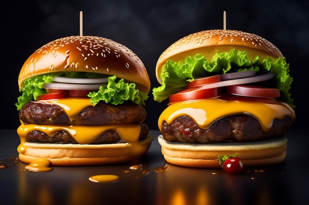 Dwa hamburgery ze słowem ser
