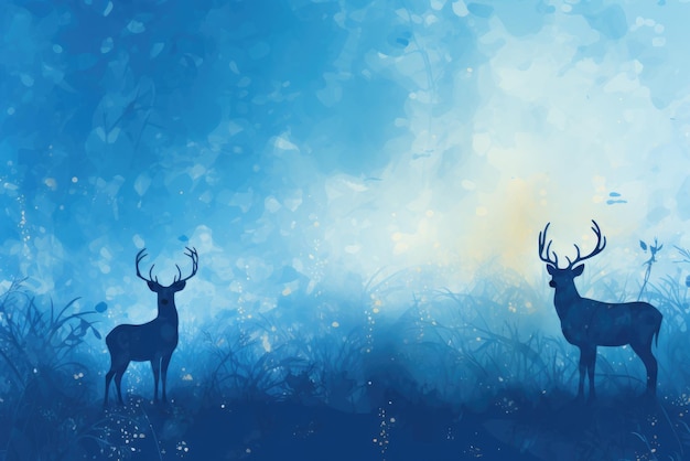 dwa jelenie stojące na malowniczym polu