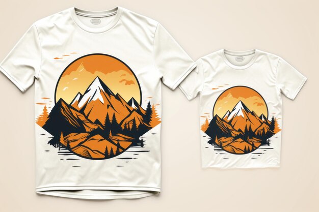 Zdjęcie dwa koszulki logo gór majestatyczny krajobraz piękna ilustracja generatywna sztuczna inteligencja