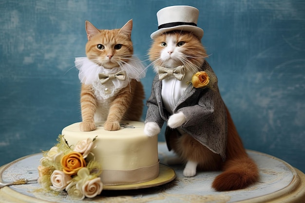 Dwa koty właśnie poślubiły ilustracyjną generatywną ai