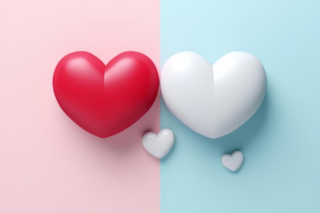 Dwa małe serca, symbol pary na kartkę z okazji Święta Walentynek i uroczystości miłosnych.