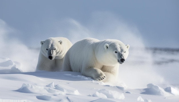 Dwa niedźwiedzie polarne w śniegu