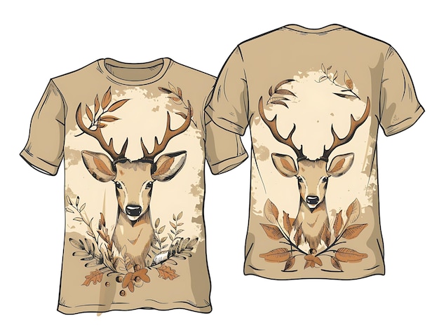 dwa obrazy jelenia i rogów na koszuli