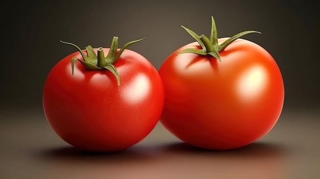 Dwa pojedyncze pomidory Jasny kolor Generative Ai