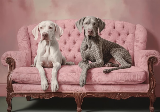 Dwa psy leżą na kanapie