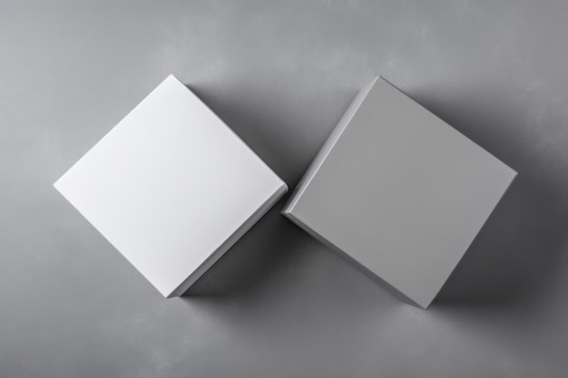 Zdjęcie dwa pudełka znajdują się na szarej powierzchni generative ai