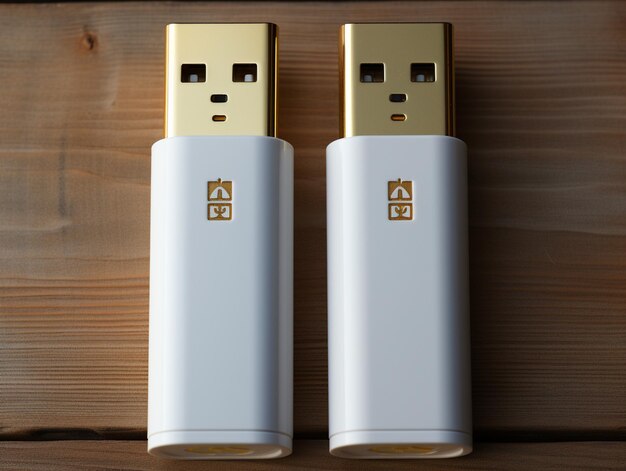 dwa puste białe dyski flash USB