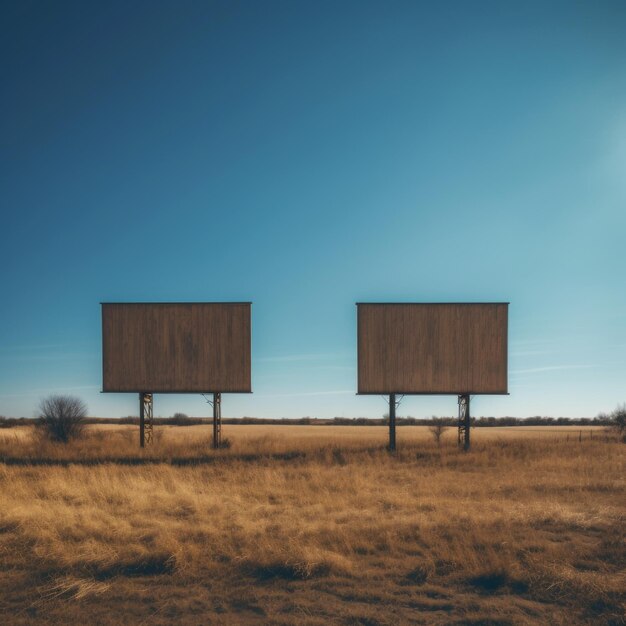 Zdjęcie dwa puste billboardy na środku pola