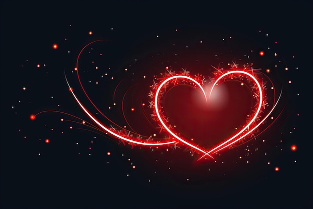 Zdjęcie dwa serca w kształcie kręgu w linii czerwonego w stylu miękkich linii i kształtów