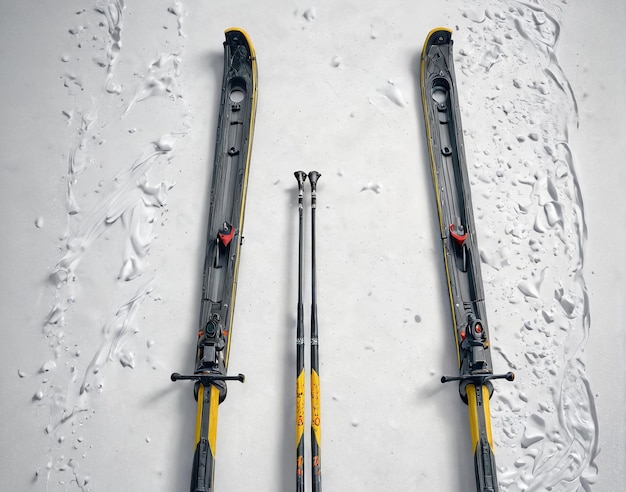 Zdjęcie dwa słupy narciarskie z tymi samymi słupami narciarskimi