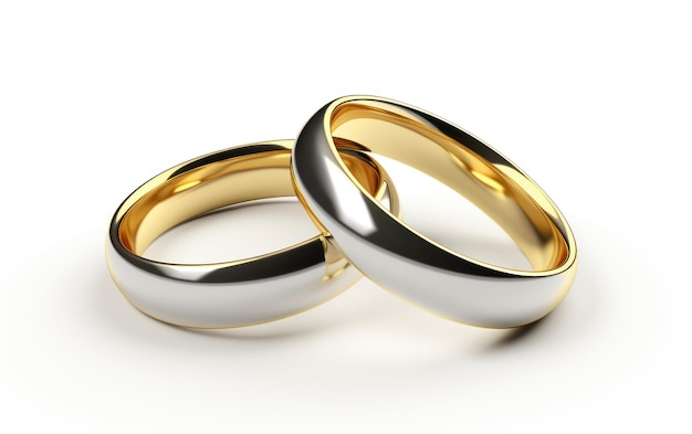 Dwa splecione pierścienie ślubne symbolizujące miłość i małżeństwo