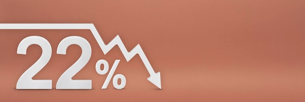 Zdjęcie dwadzieścia dwa procent strzałka na wykresie wskazuje w dół krach giełdowy bessy inflacja na rynku ec