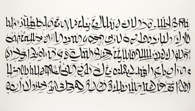 Zdjęcie dwadzieścia słów pisma ręcznego języka arabskiego białe tło