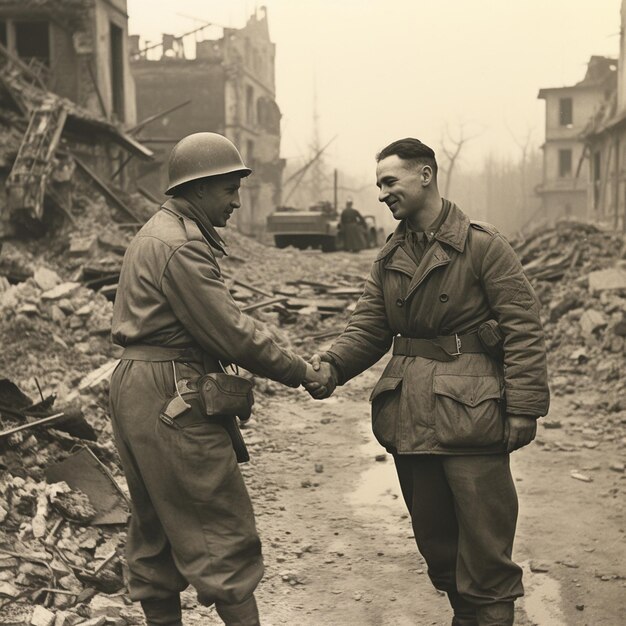 Zdjęcie dwie armie zawarły pokój po wojnie.