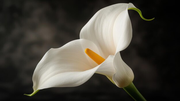 Dwie białe lilii w wazonie na czarnym tle