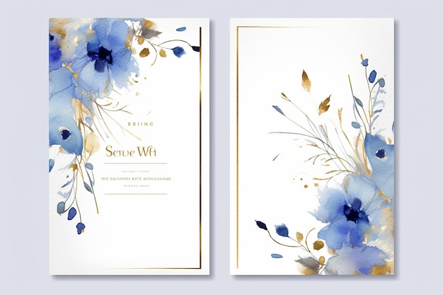 Zdjęcie dwie broszury z niebieskimi kwiatami i słowami 