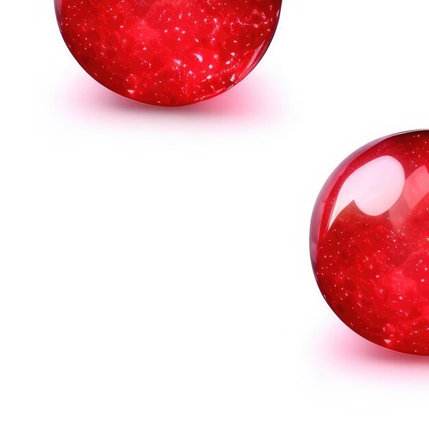 Zdjęcie dwie czerwone kulki wody ze słowem 