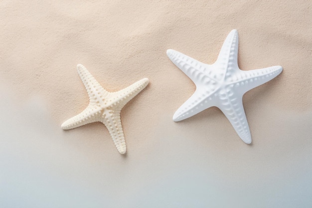 Dwie gwiazdy morza leżą na tle morza Miejsce na tekst podwodny świat