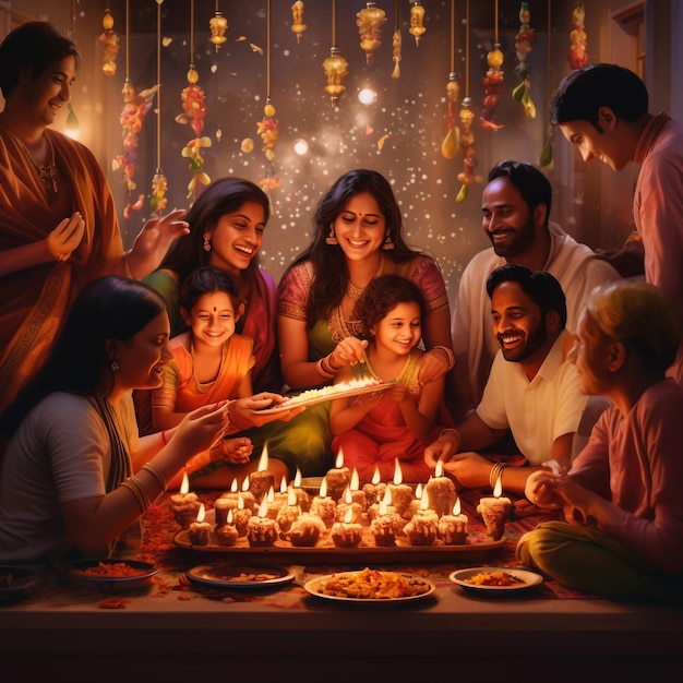 Dwie Hinduski zapalają diya z okazji Diwali, znanego również jako Festiwal Świateł Decora