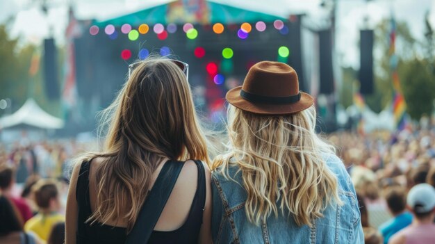 Zdjęcie dwie kobiety na koncercie na festiwalu muzycznym