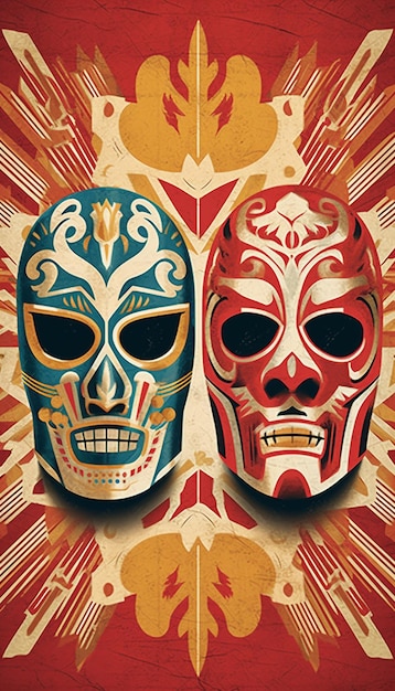 dwie kolorowe maski z napisem " maski " na kolorowym tle.
