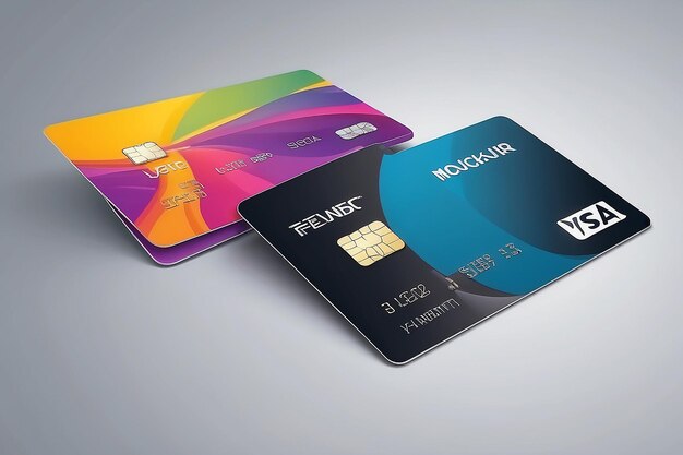 Zdjęcie dwie plastikowe karty kredytowe makiety wektorów 3d do brandingu