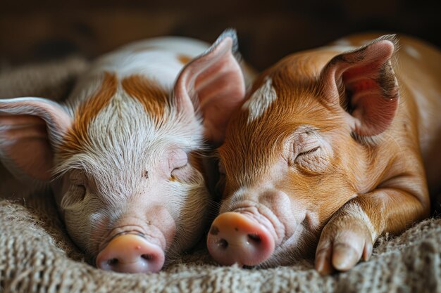 Zdjęcie dwie świnie dzielą świniarnię.