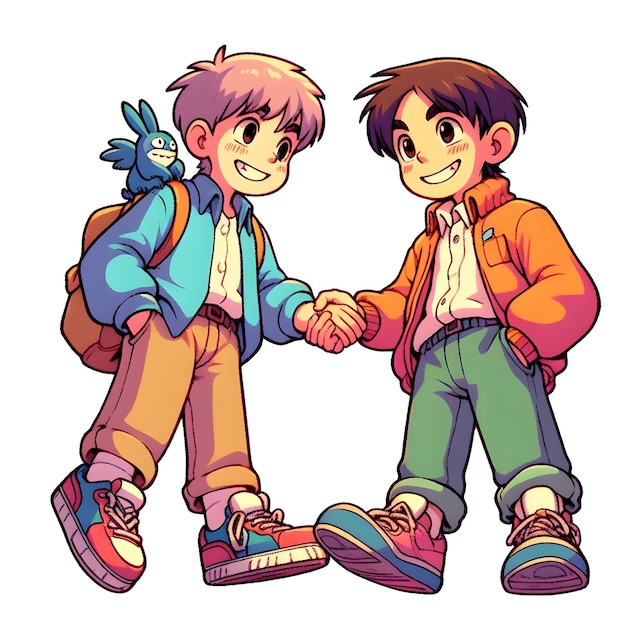 Zdjęcie dwóch chłopców trzymających się za ręce.
