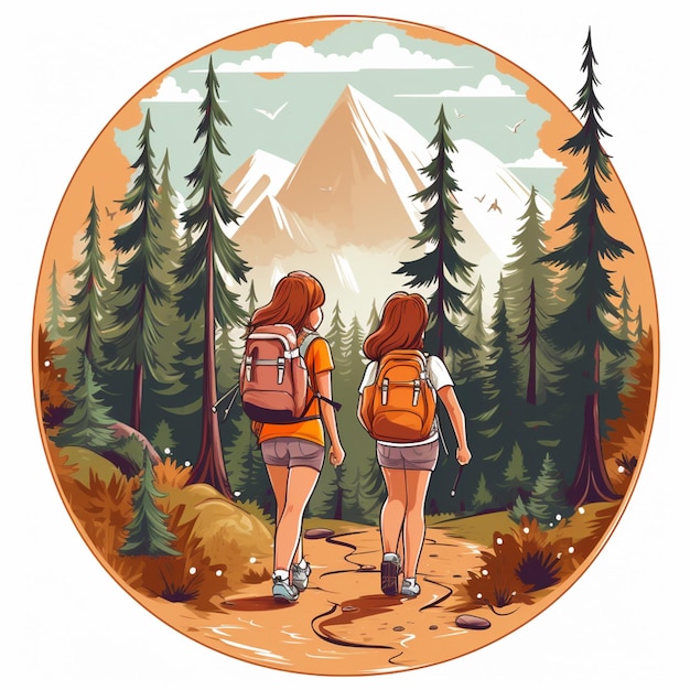 Dwóch ludzi idzie po lesie z plecakami.