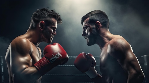 dwóch mężczyzn boksujących filmowe światło walcz ze swoimi lękami i boksem w świecie przeciwnika