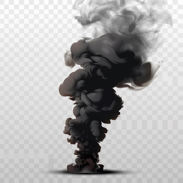 Zdjęcie dym wznosi się z czarnego obiektu na przezroczystym tle generatywny ai