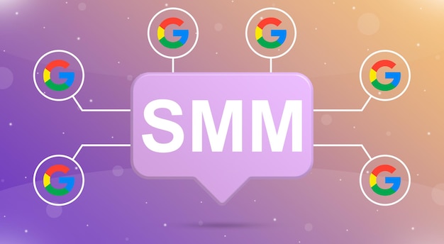 Dymek Smm Z Ikonami Logo Google Wokół 3d