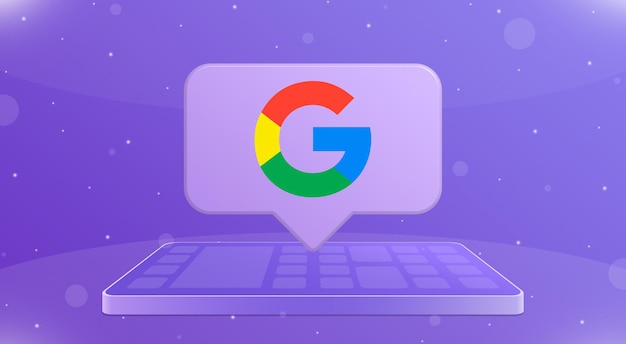 Dymek z ikoną logo Google na smartfonie 3d